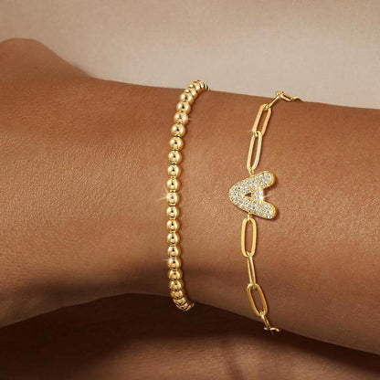 2pc Initial Bubble Bracelet Set
