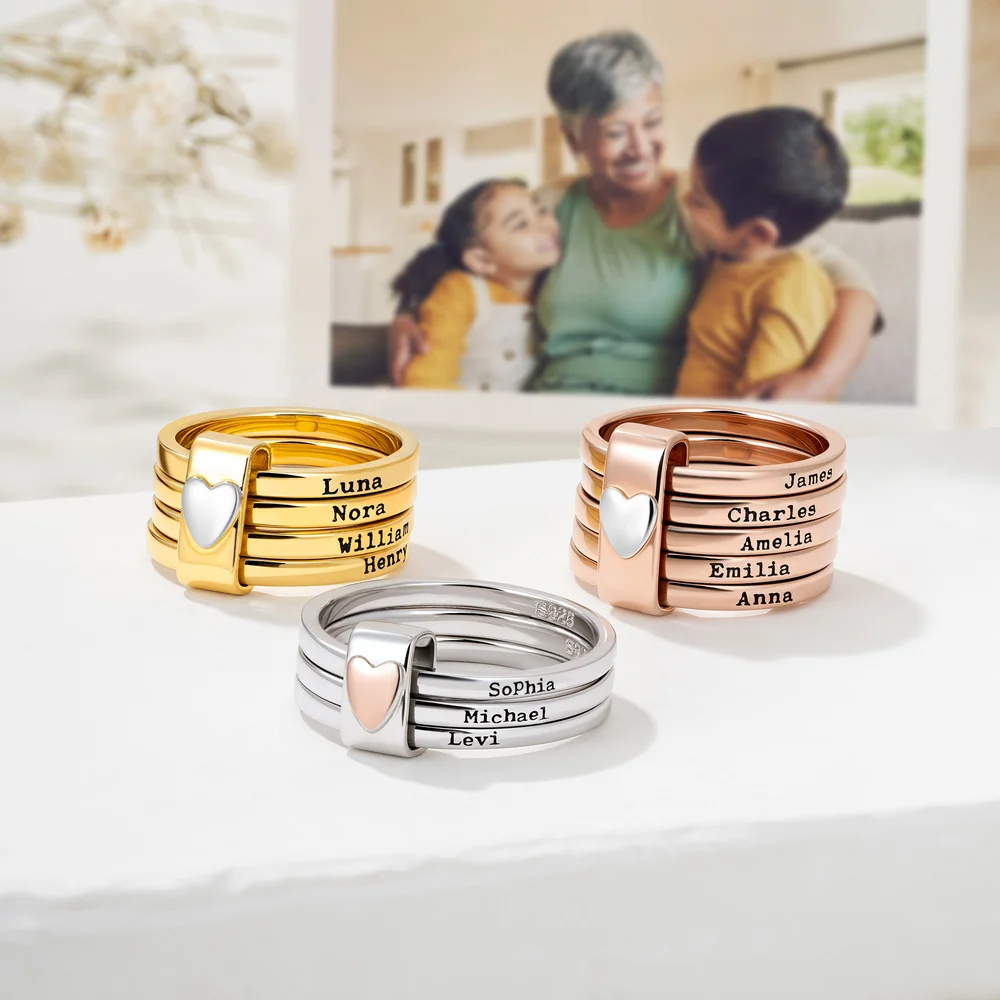Personalized Heart Stackable Ring
