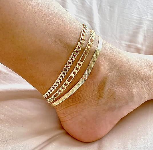 3pc Cuban Link Anklet Set