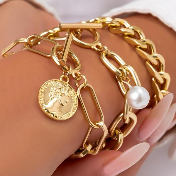3pc Chunky Stackable Bracelet Set