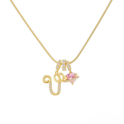 14k Initial Heart Charm Necklace