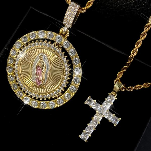 2pc Virgin Marry Cross Necklace Set