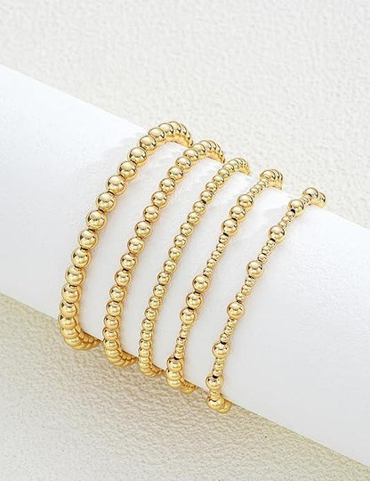 5pc Gold Beaded Bracelet Set