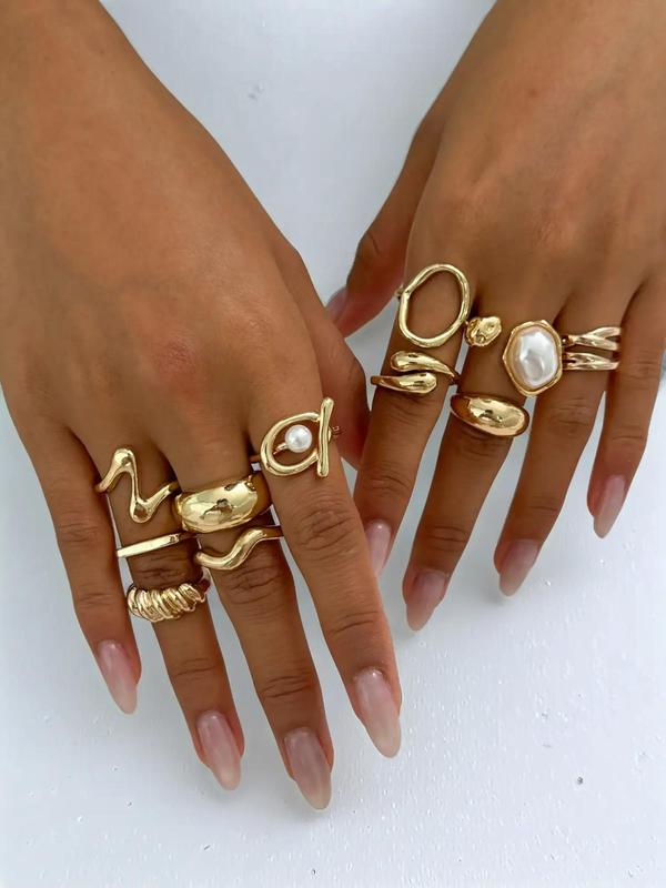 11pc Dainty Irregular Stacking Rings Set