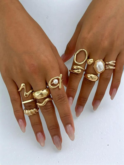 11pc Dainty Irregular Stacking Rings Set