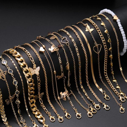 19 pc Boho Stackable Anklet Set