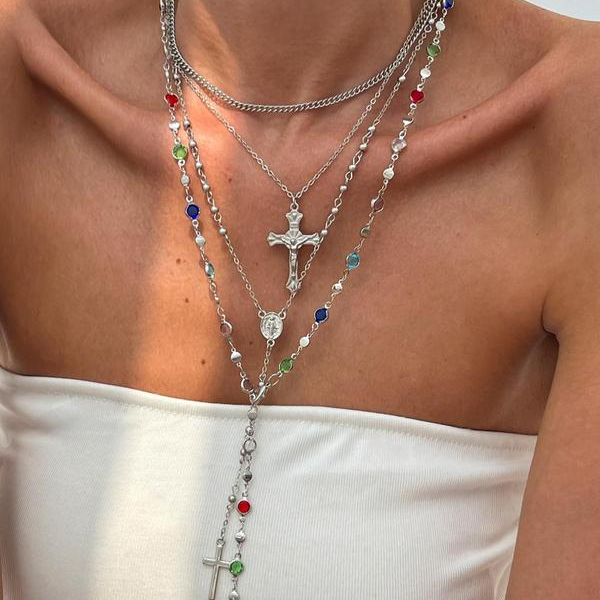 4pc Cross Layered Necklaces