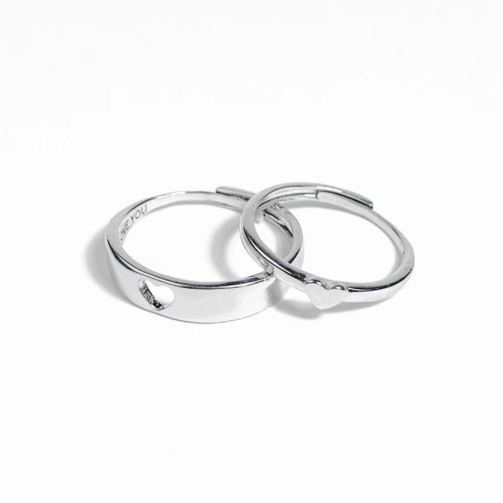 Adjustable Heart Couples Ring Set
