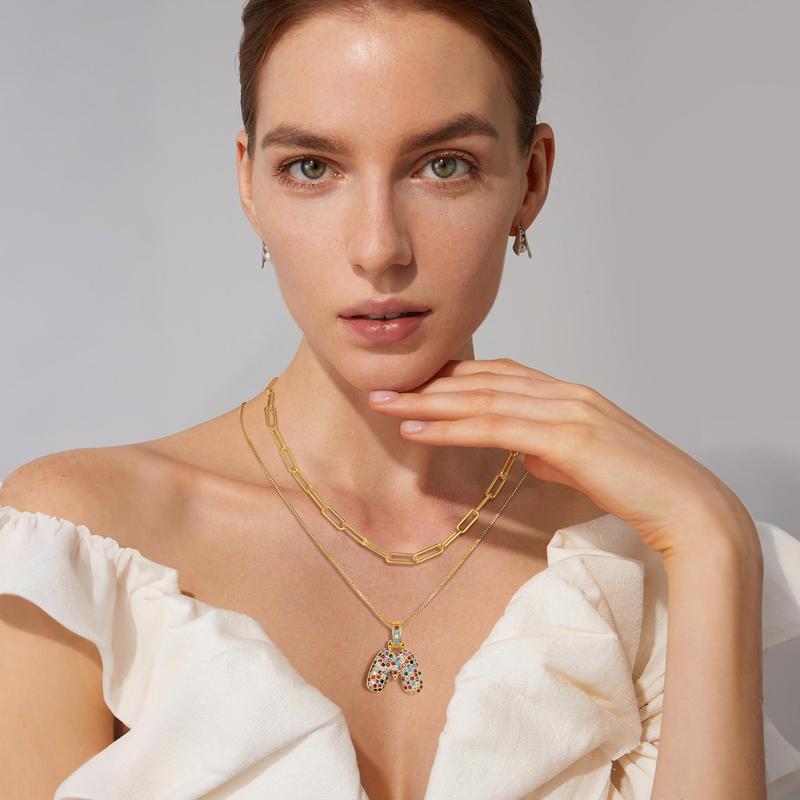 2pc Initial Bubble Necklace Set