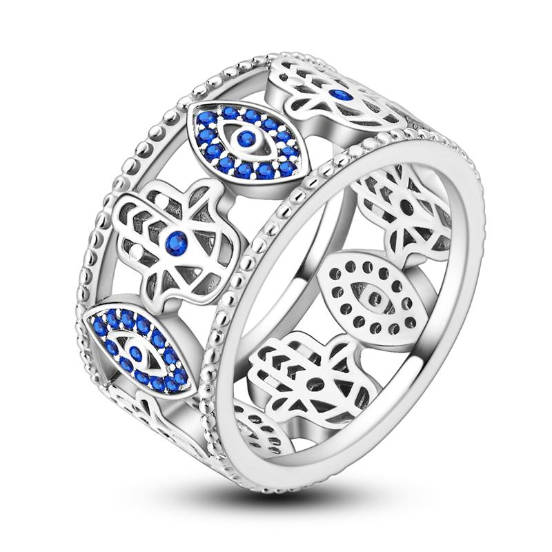925 Sterling Silver Blue Evil Eye Ring