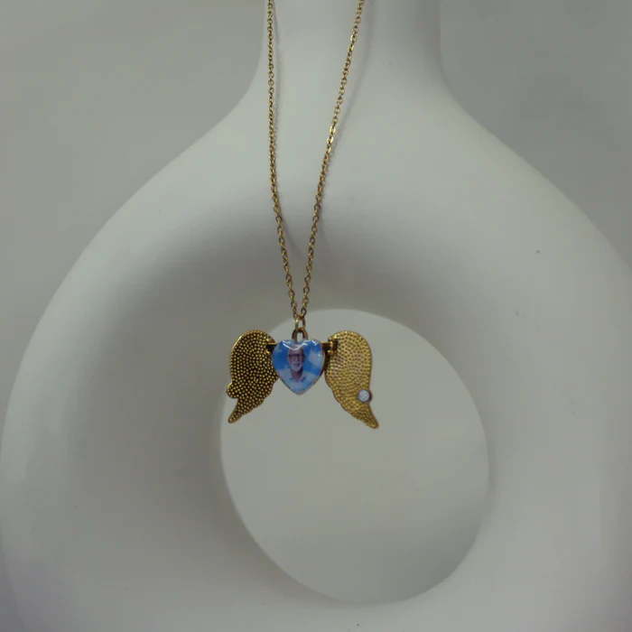 Personalized Angel Wing Photo Necklace