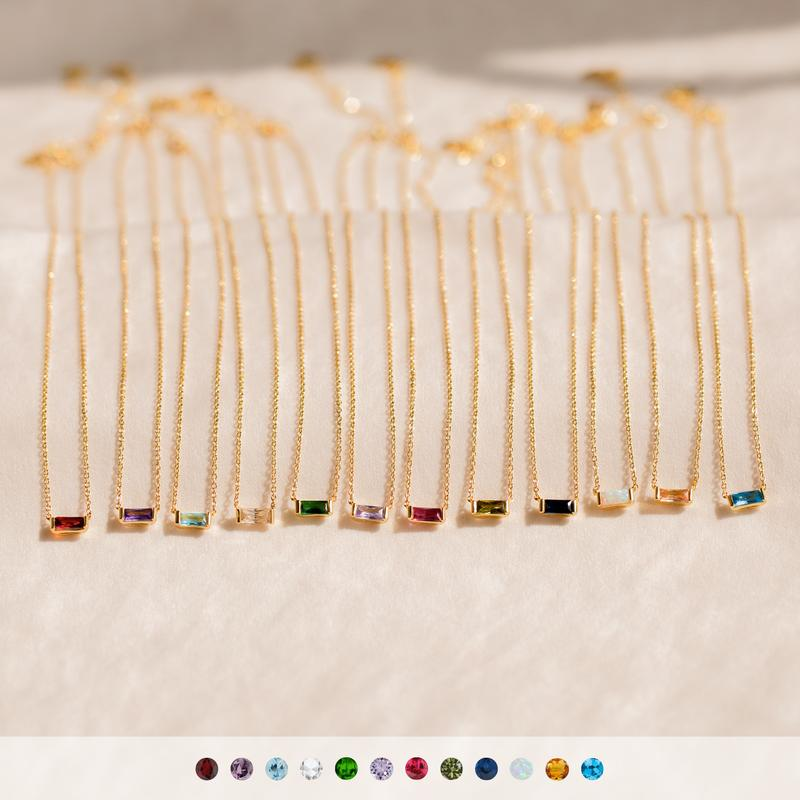 Rectange Birthstone Necklace