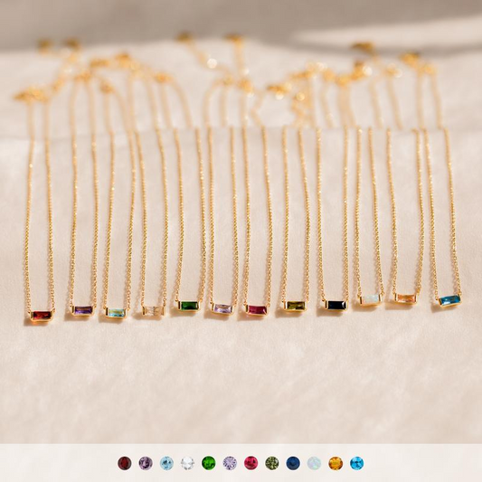 Rectange Birthstone Necklace