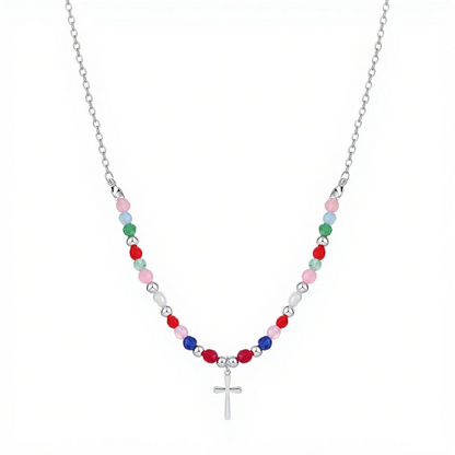 Colorful Beaded Cross Necklace