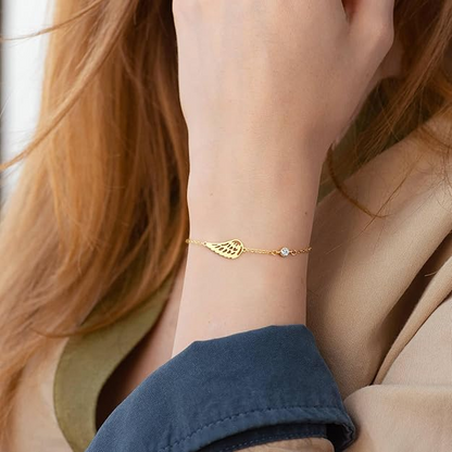 Angel Wing Birthstone Necklace