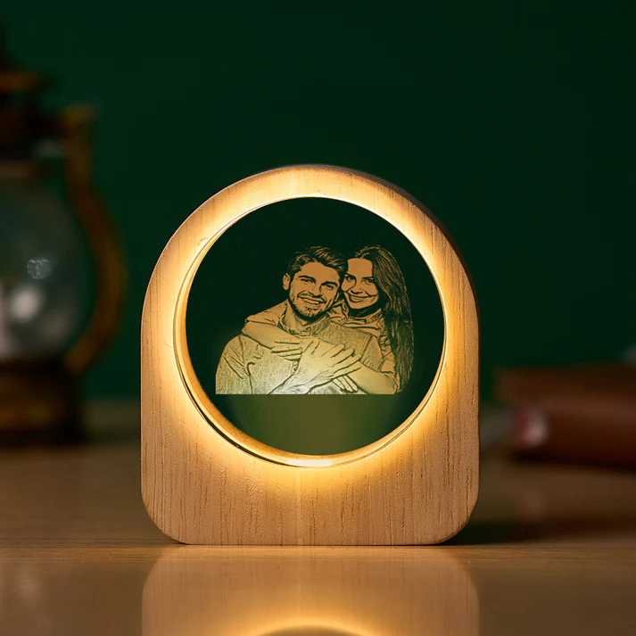 Personalized Family 3D Engraved Crystal Photo LED Light