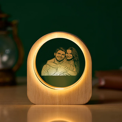 Personalized Family 3D Engraved Crystal Photo LED Light