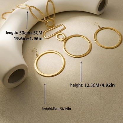 Hollow Geometric Necklace and Earring Set