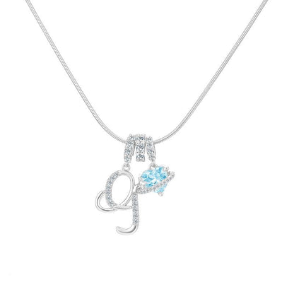 14k Initial Heart Charm Necklace