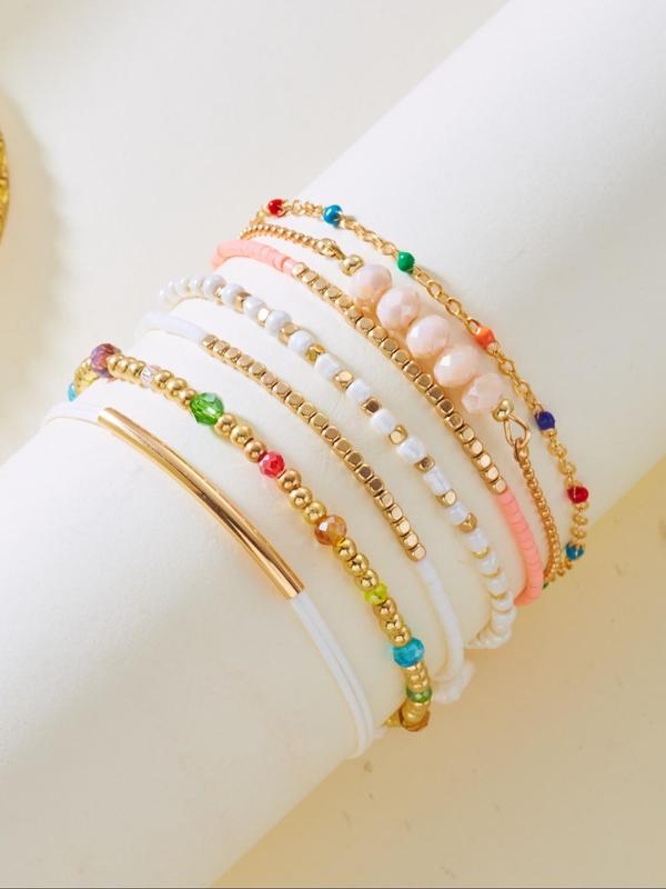 7pc Beaded Stackable Bracelet Set