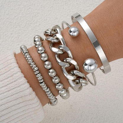 5pc Chunky Stackable Bracelet Set