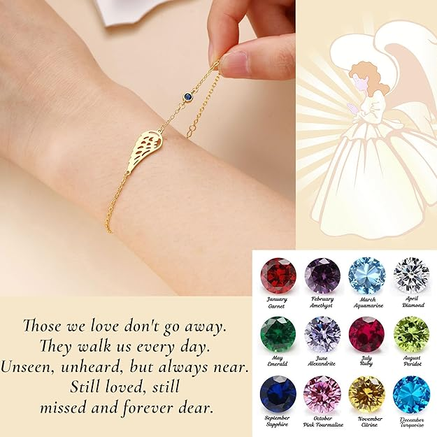 Angel Wing Birthstone Necklace