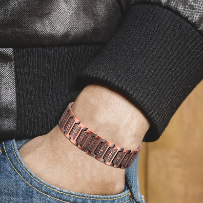 Cross Emblem Magnetic Copper Bracelet