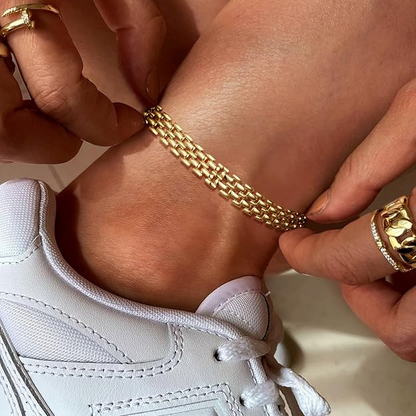 2pc 14k Chunky Link Anklets