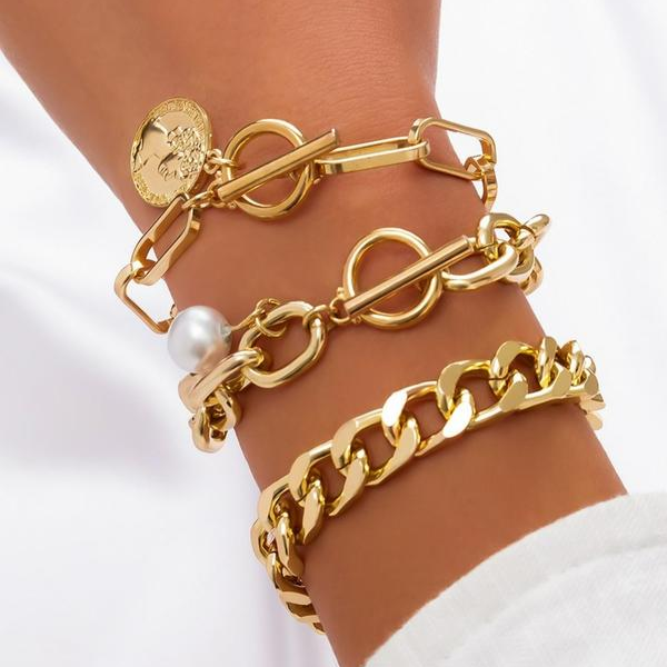 3pc Chunky Stackable Bracelet Set