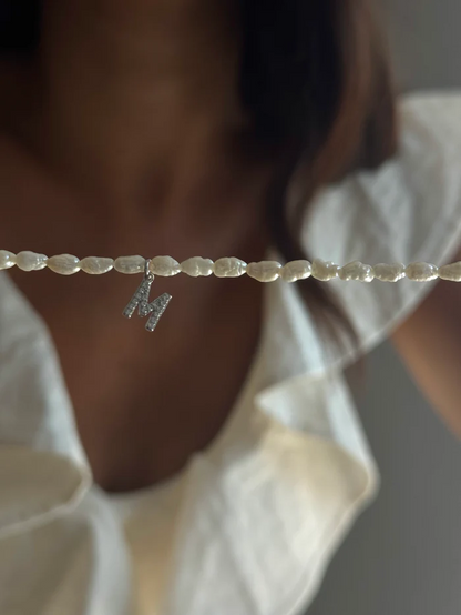 Rice Grain Letter Necklace