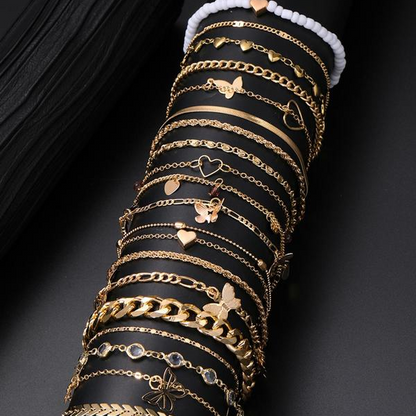 19 pc Boho Stackable Anklet Set