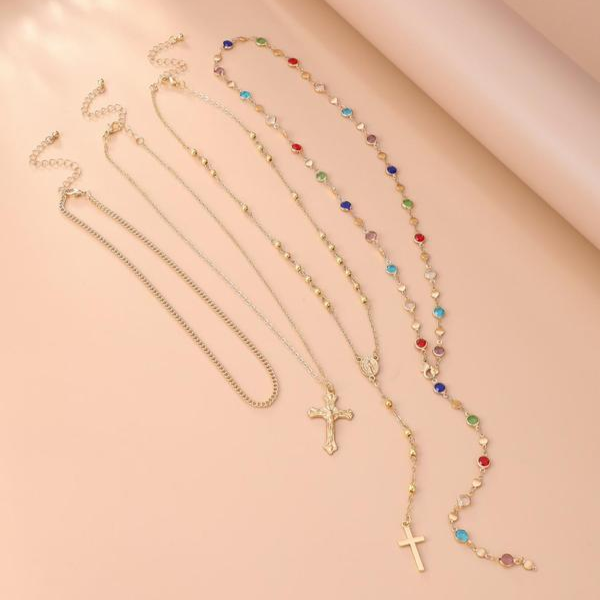 4pc Cross Layered Necklaces