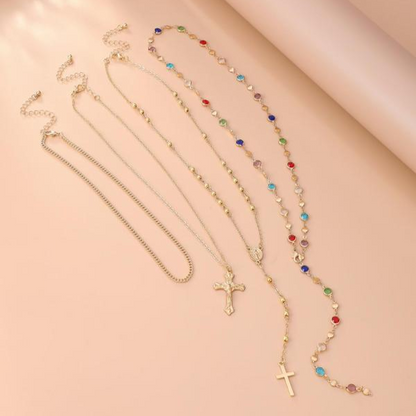 4pc Cross Layered Necklaces