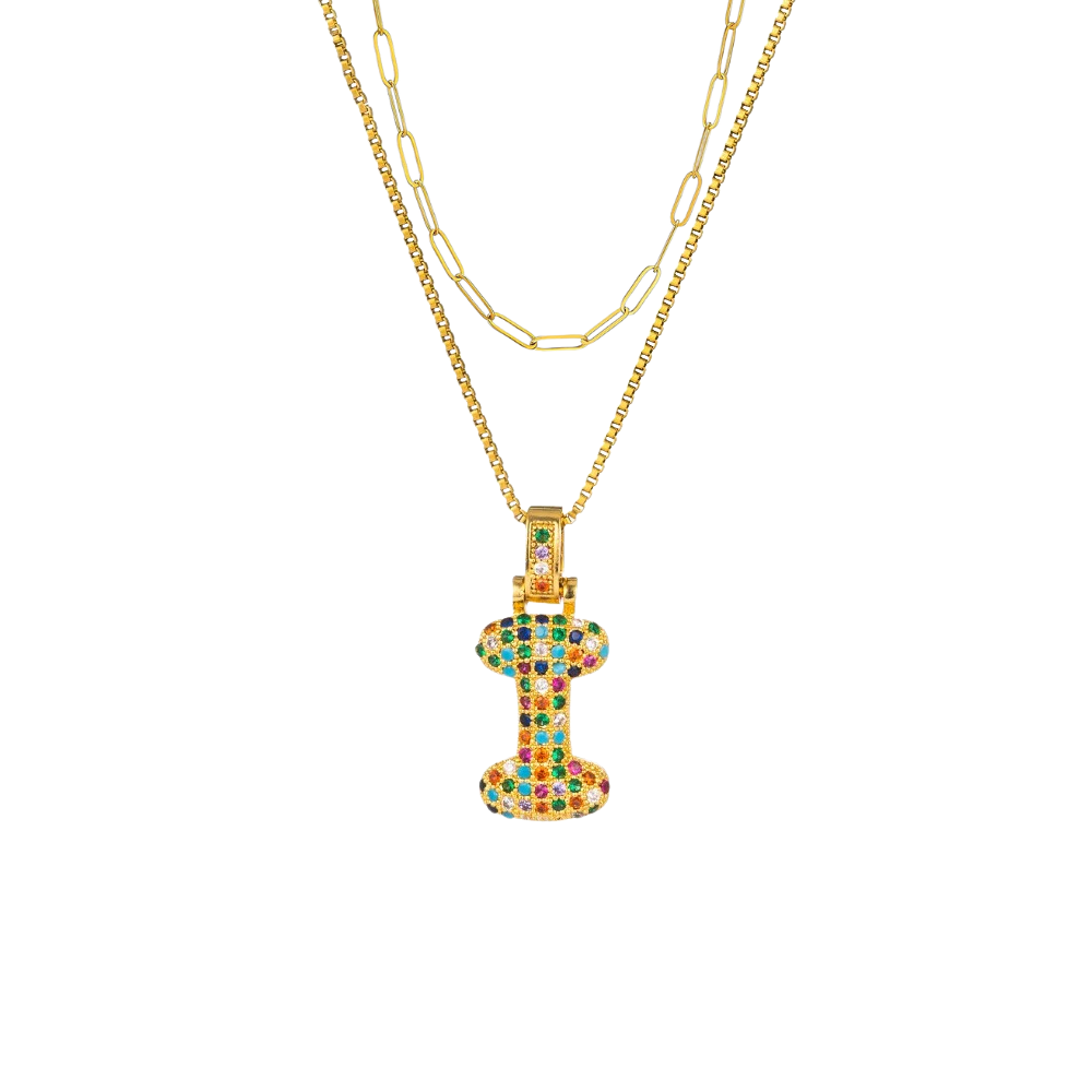 2pc Initial Bubble Necklace Set