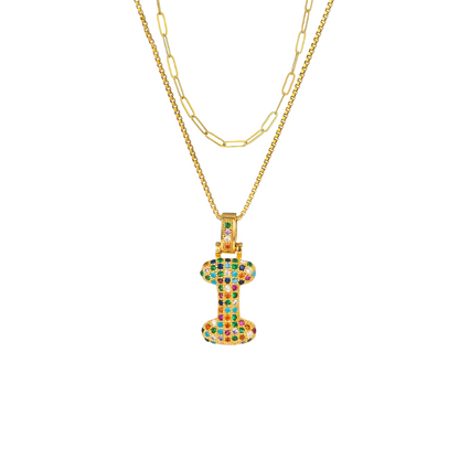 2pc Initial Bubble Necklace Set