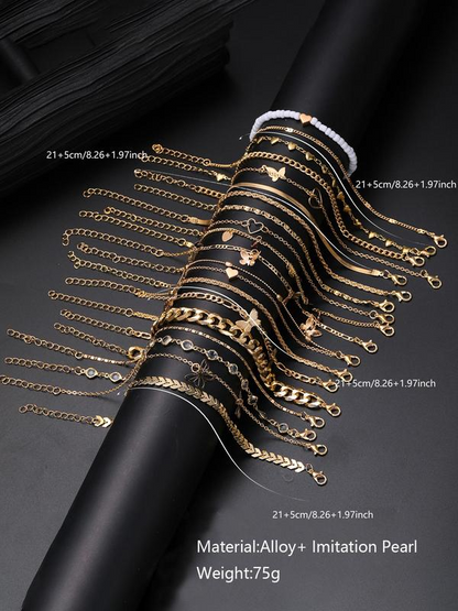 19 pc Boho Stackable Anklet Set