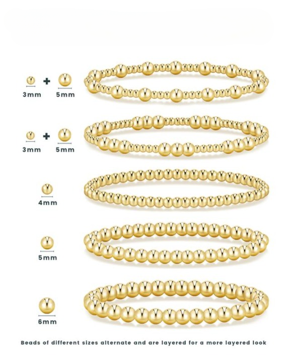 5pc Gold Beaded Bracelet Set