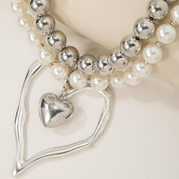 2pc Chunky Love Heart Necklace Set