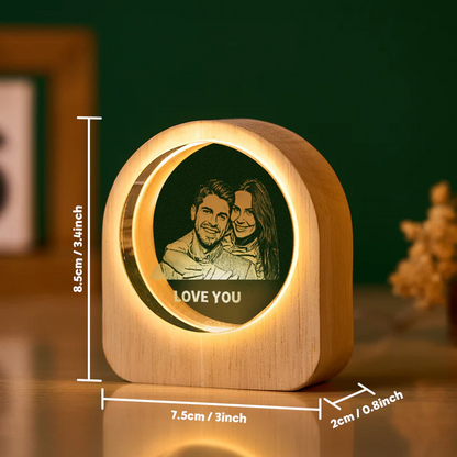 Personalized Family 3D Engraved Crystal Photo LED Light