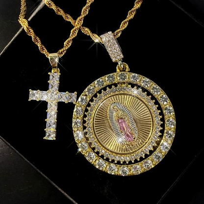 2pc Virgin Marry Cross Necklace Set