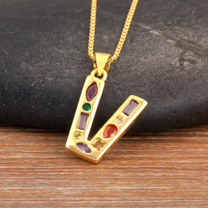 Colorful Gemstone Initial Pendant Necklace