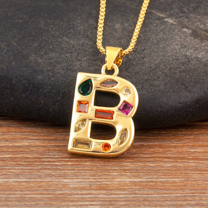 Colorful Gemstone Initial Pendant Necklace