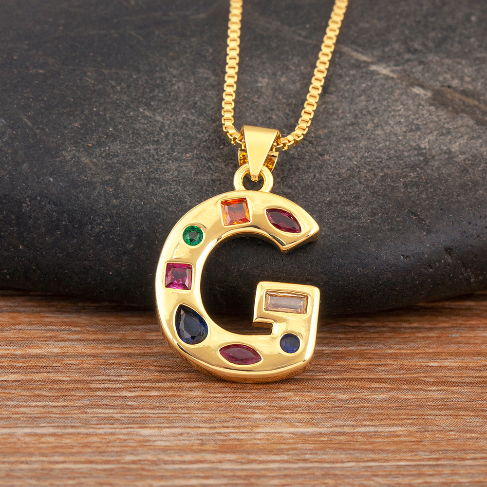 Colorful Gemstone Initial Pendant Necklace