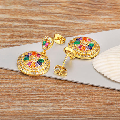 Gold Multicolor Gemstone Earrings