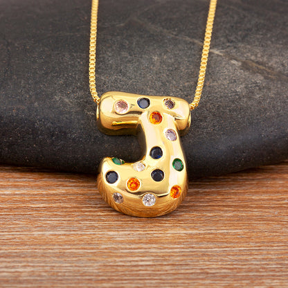 Colorful Gem Bubble Initial Pendant Necklace