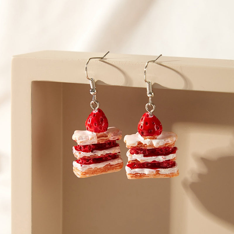Strawberry Cake Slice Earrings