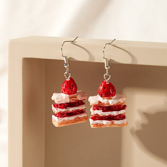 Strawberry Cake Slice Earrings