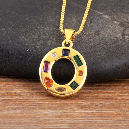 Colorful Gemstone Initial Pendant Necklace