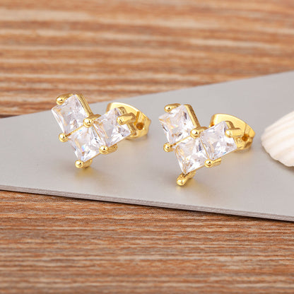 Ruby Quad Diamond Stud Earring