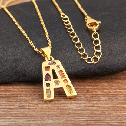 Colorful Gemstone Initial Pendant Necklace